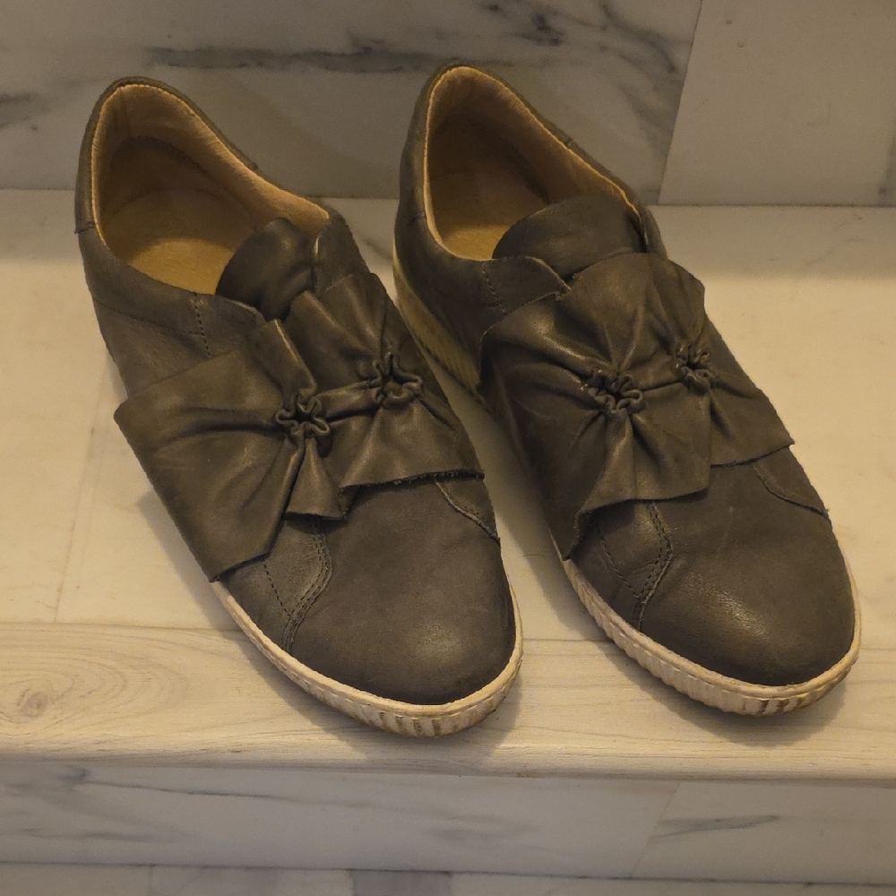 Miz Mooz Grey Bow Slip-On Sneakers